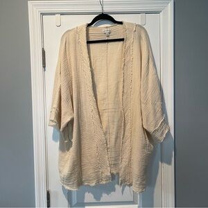 Wonderly Cotton Crinkle Gauze Cardigan 2X Beachy Open Front